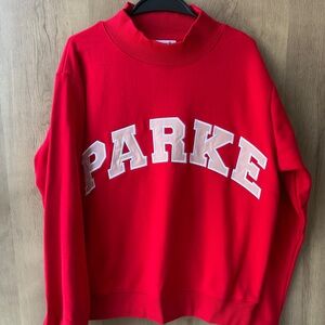 PARKE Mock Neck Varsity Logo Sweatshirt | 100% Cotton Preppy College Style